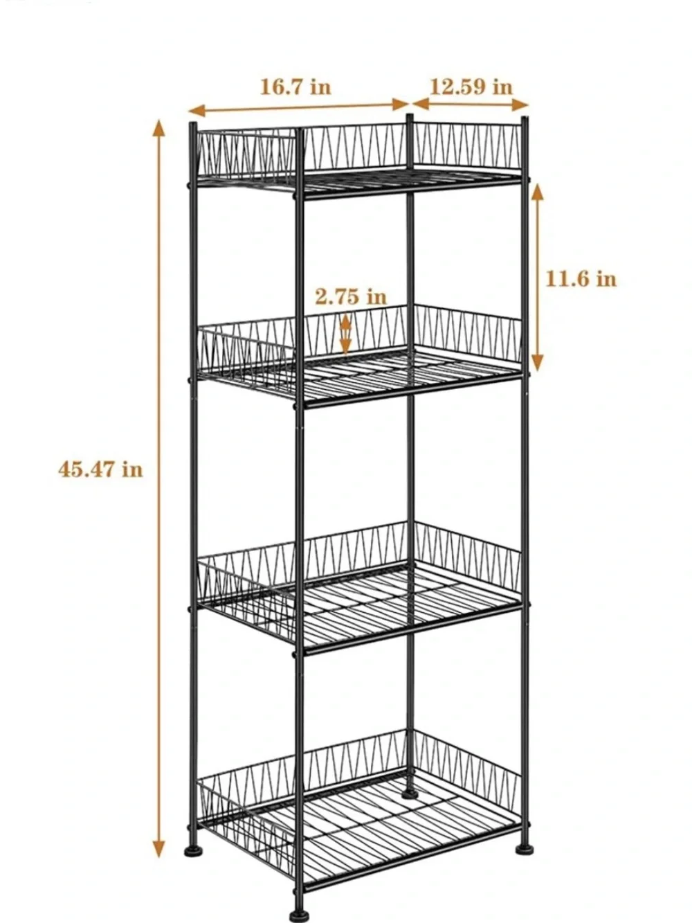 Ladell Black Metal Shelving Organizer